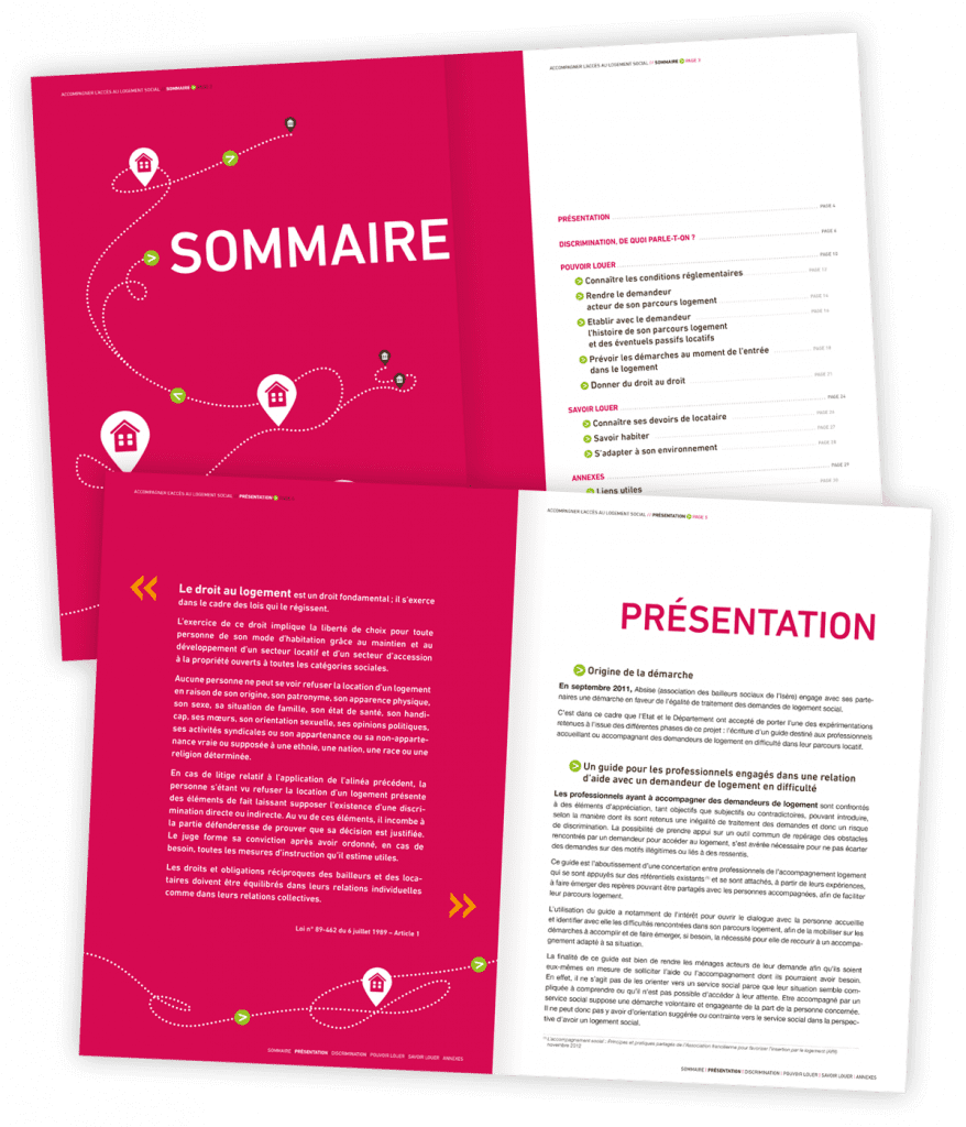 Guide du logement social créé pour Absise par Caramel & Paprika - Deux doubles pages intérieures 2 à 5