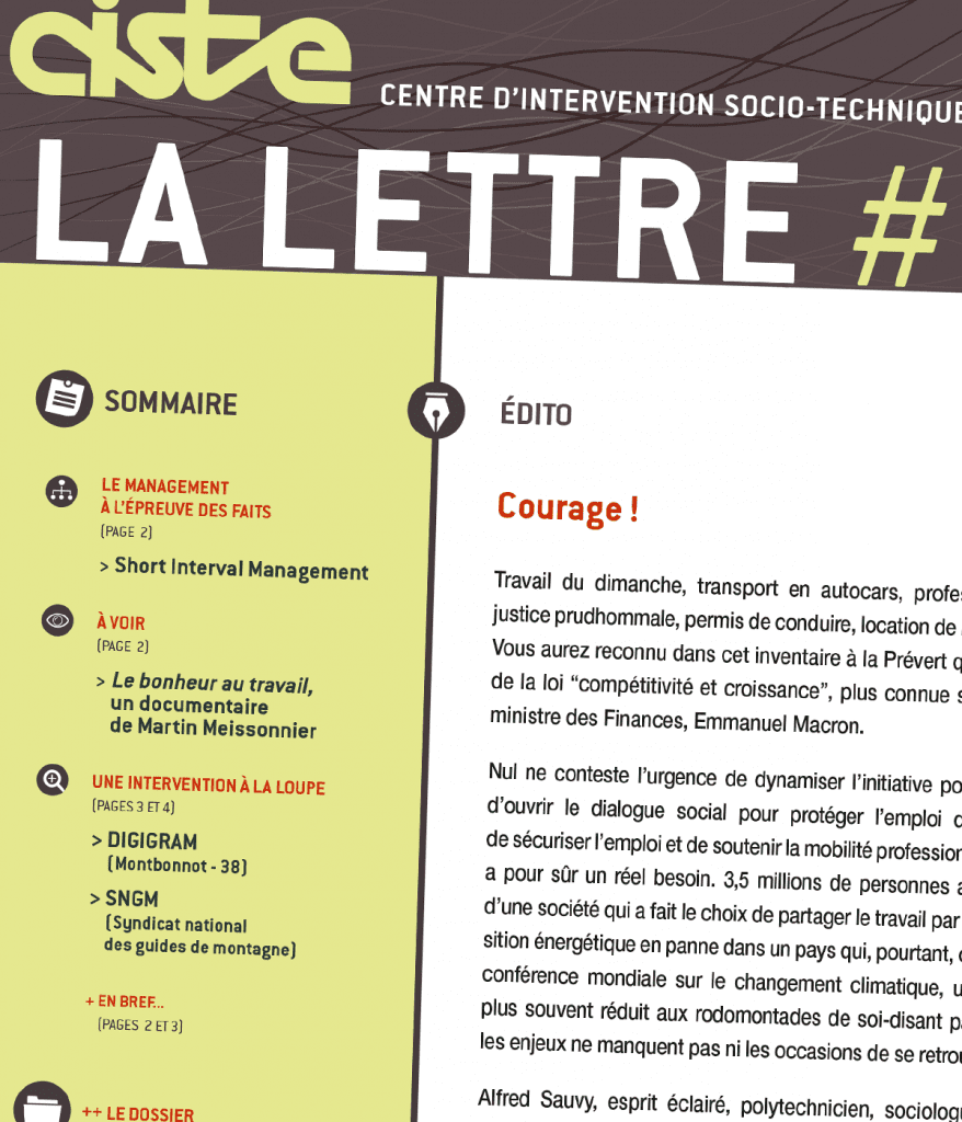 CISTE - La Lettre - Détail La Lettre, périodique d'information, maquette créée pour Ciste, Centre d'intervention socio-technique, par Caramel & Paprika - Détail extrait de la première page