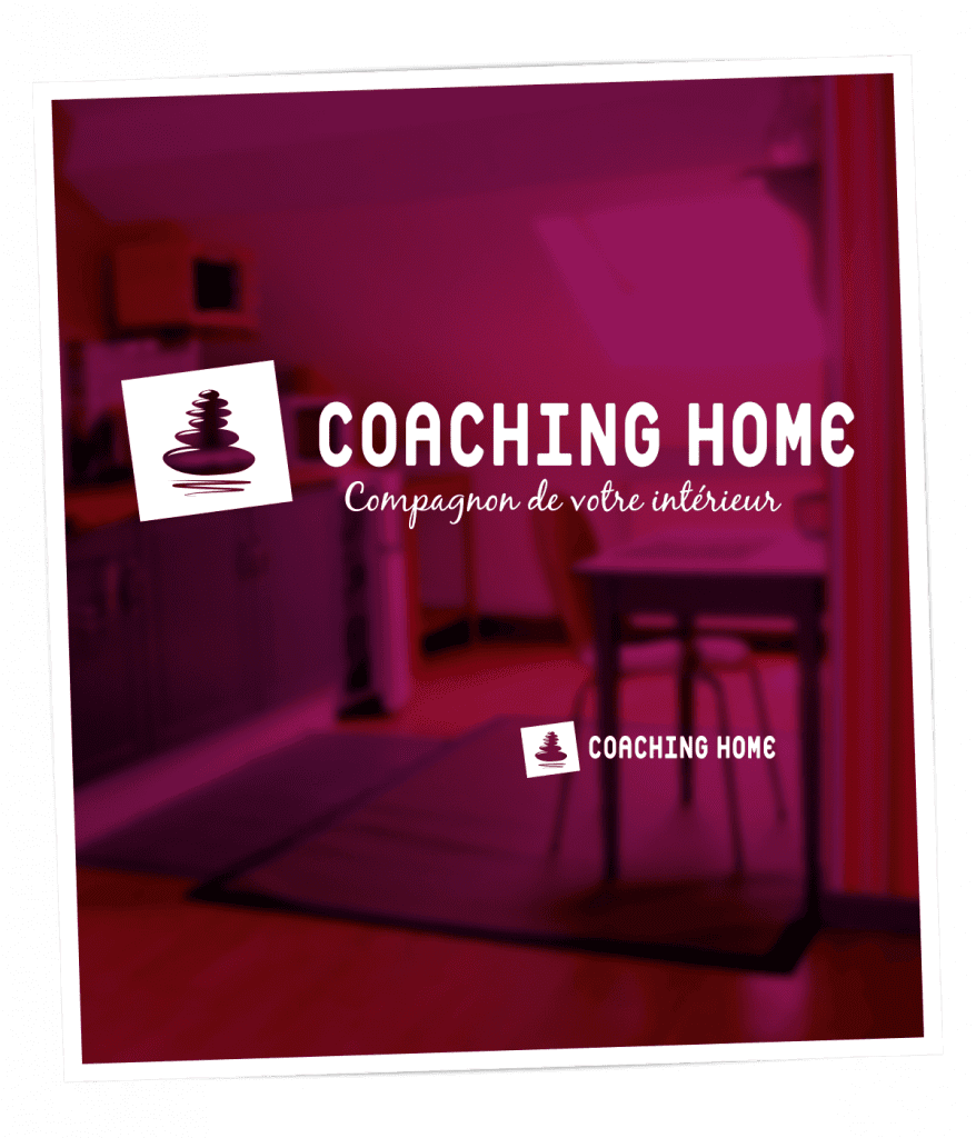 Identité visuelle créée pour Coaching Home par Caramel & Paprika - Deux versions du logo en négatif sur fond sombre