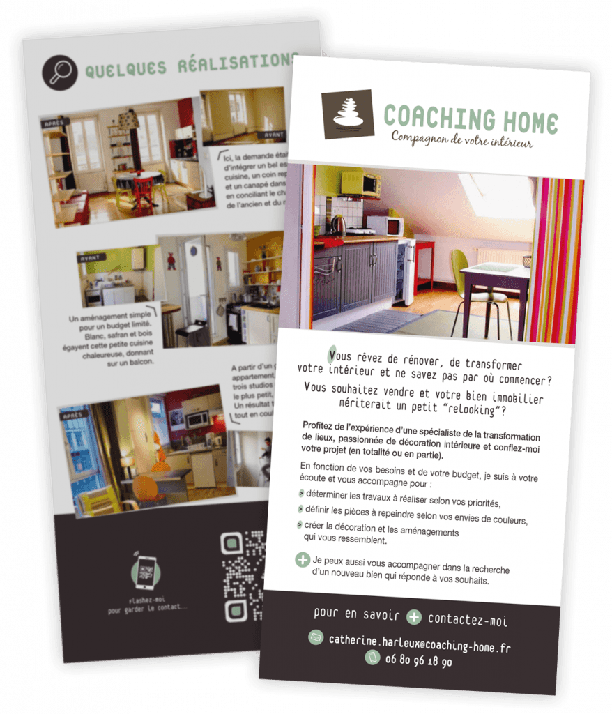 Identité visuelle créée pour Coaching Home par Caramel & Paprika - Flyer recto / verso (photos © Catherine Harleux)
