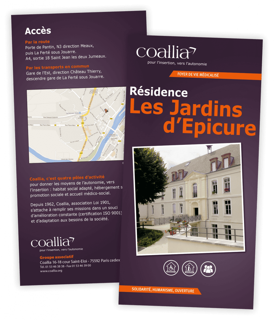 COALLIA - Identité visuelle rénovée - Modèle plaquette établissement Nouvelle identité visuelle créée pour Coallia par Caramel & Paprika - Modèle de plaquette de présentation des établissements (photo © Coallia)