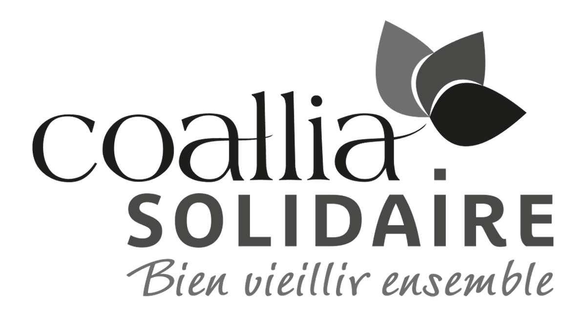 Identité visuelle légère créée pour Coallia Solidaire par Caramel & Paprika - Logo en niveaux de gris
