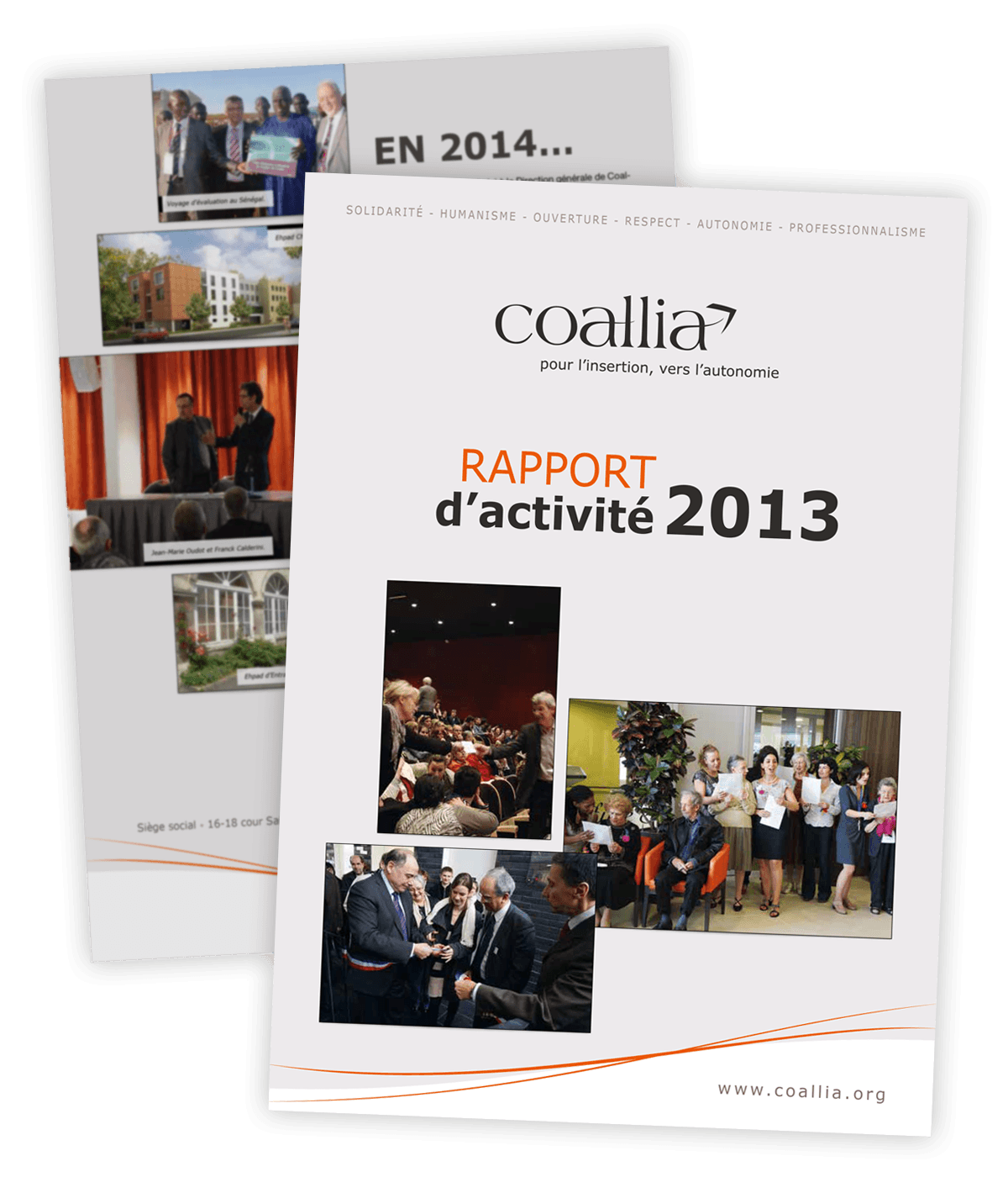 Rapport annuel 2013 créé pour Collia par Caramel & Paprika - Première et dernières pages de couverture (photos © Coallia)