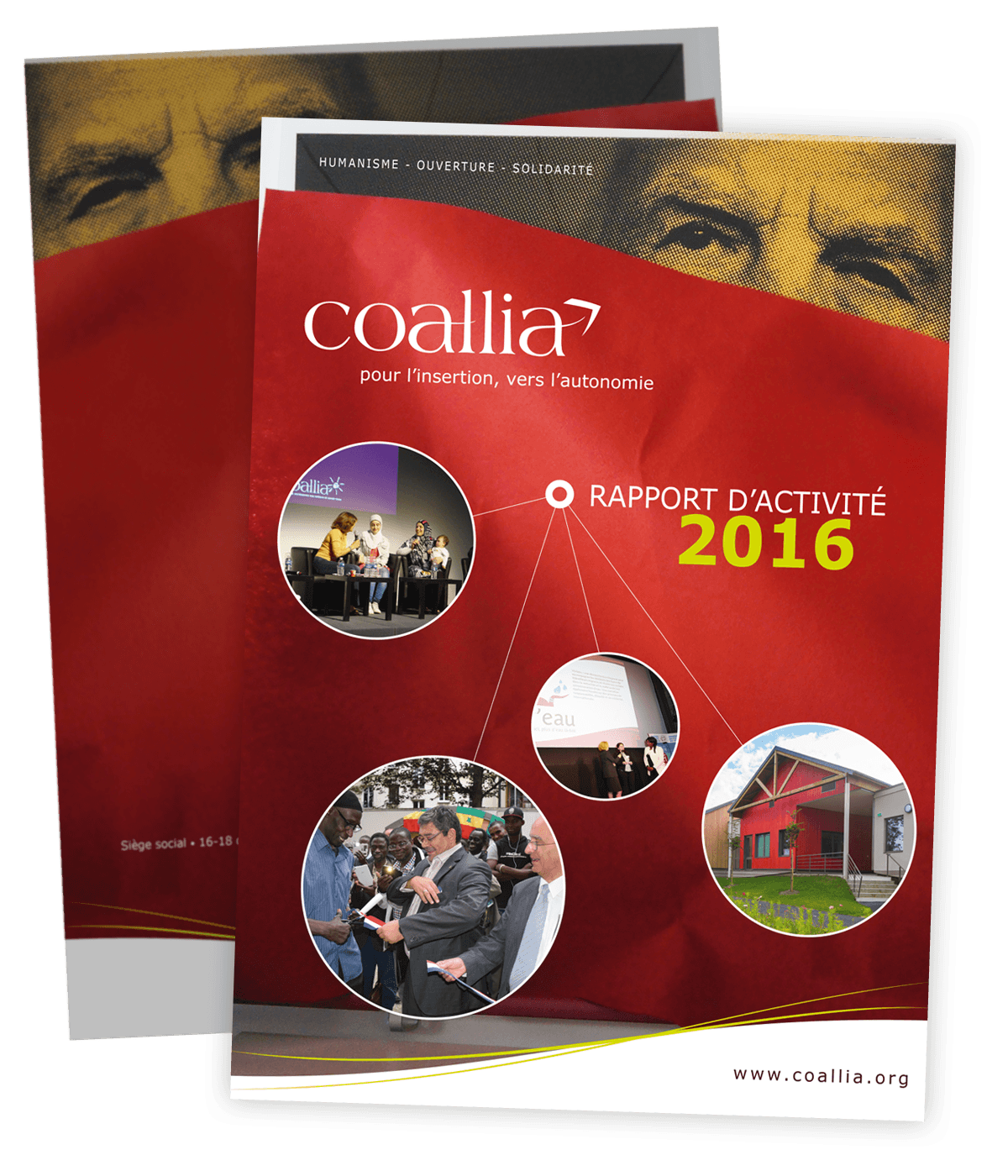 Rapport d'activité 2016 créée pour Coallia par Caramel & Paprika - Première et dernière pages de couverture (photos © Sylvain Frappat / Coallia)