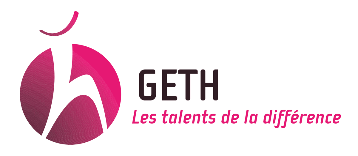 Nouveau logo créé pour le GETH, groupement d'employeurs de travailleurs handicapés, par Caramel & Paprika - Version de base du logo en couleurs
