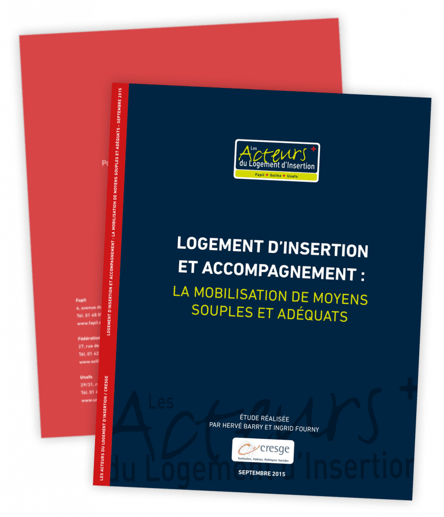 Rapport d'étude sur le logement d'insertion créé pour les Acteurs du Logement d'Insertion par Caramel & Paprika - Première et dernière pages de couverture