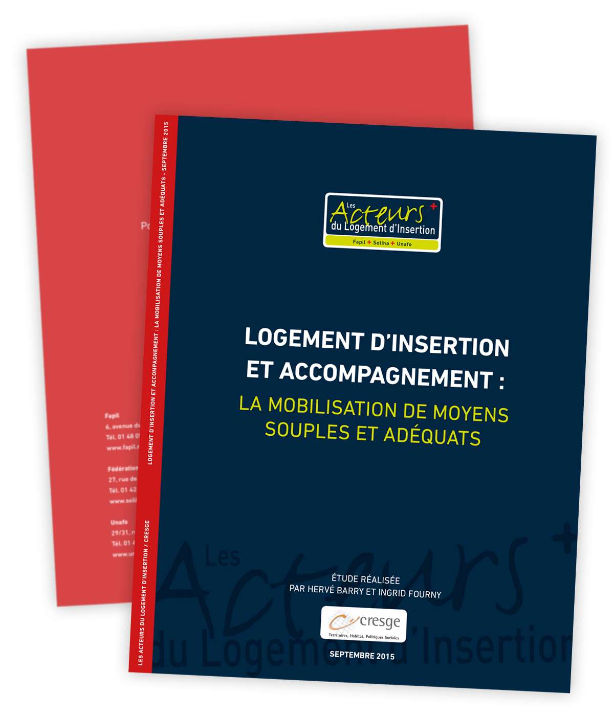 Rapport d'étude sur le logement d'insertion créé pour les Acteurs du Logement d'Insertion par Caramel & Paprika - Première et dernière pages de couverture