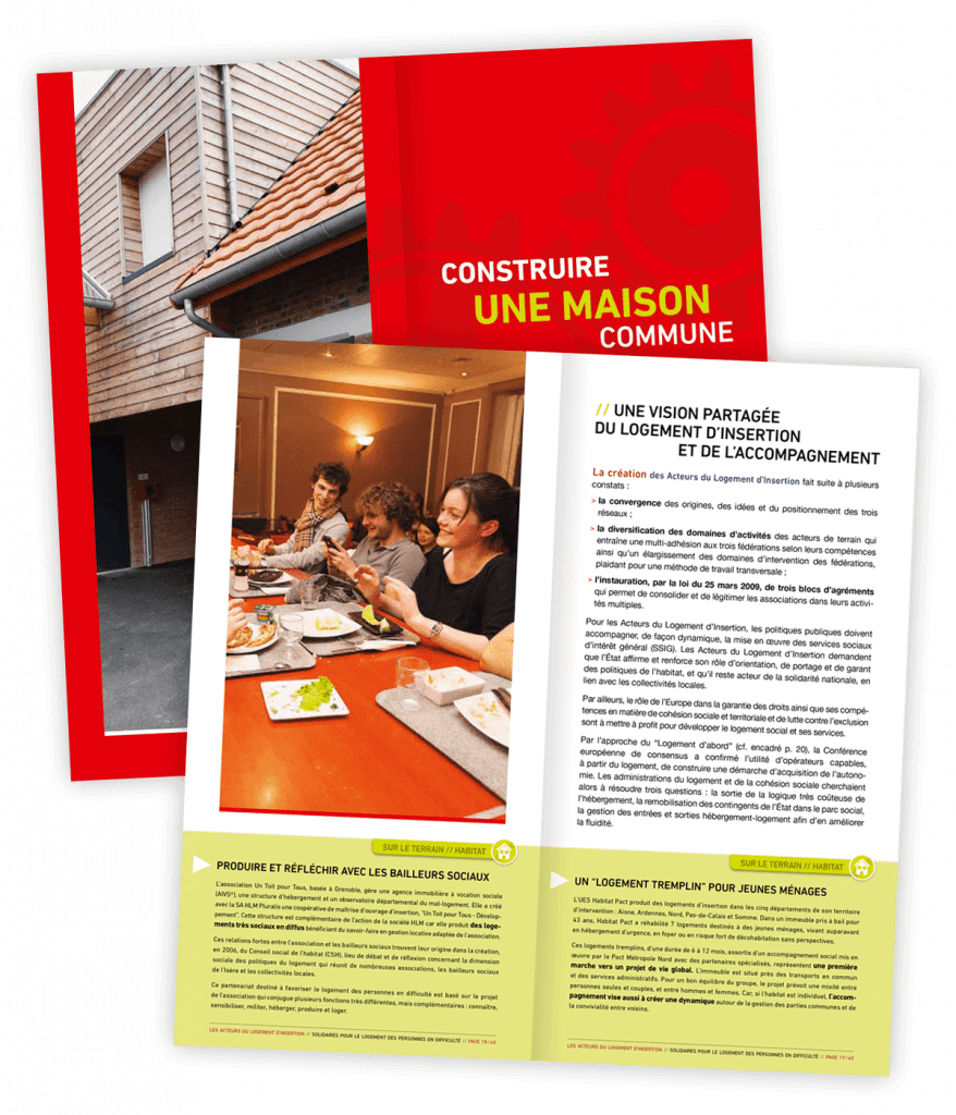 Les ALI - Solidaires… - Intérieur 3 Livre blanc "Solidaires pour le logement des personnes en difficulté" créé pour les Acteurs du Logement d'Insertion par Caramel & Paprika - Deux doubles pages intérieures 16 à 19 (photos © Ljubisa Danilovic)