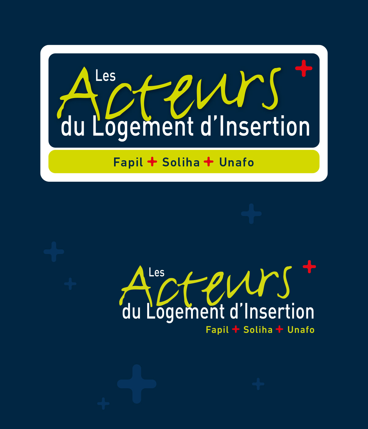 Logotype original créé pour Les Acteurs du Logement d'Insertion par Caramel & Paprika - versions de base et allégées mises à jour en 2015