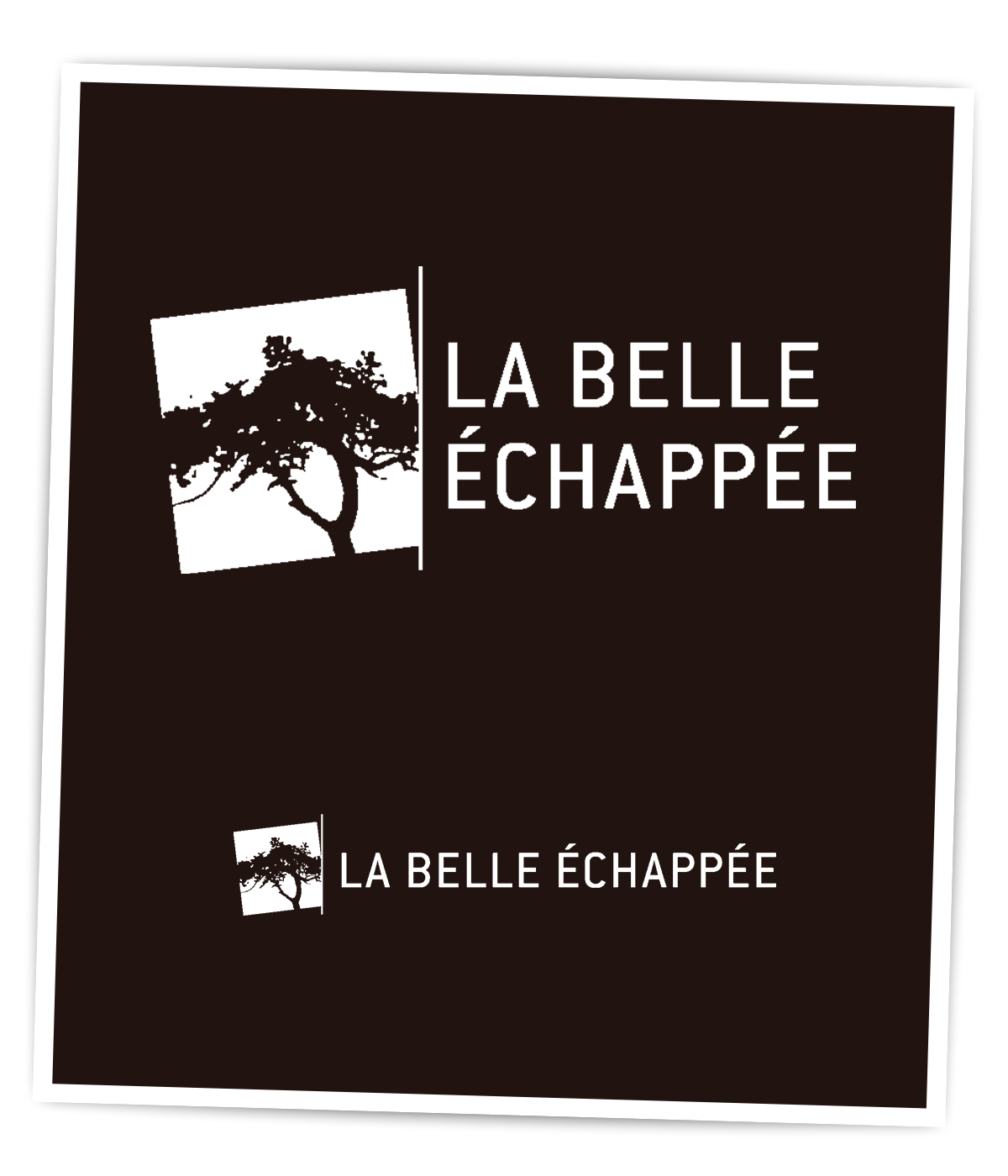 Nouveau logo créé pour La Belle Echappée par Caramel & Paprika - Versions blanches sur fond noir