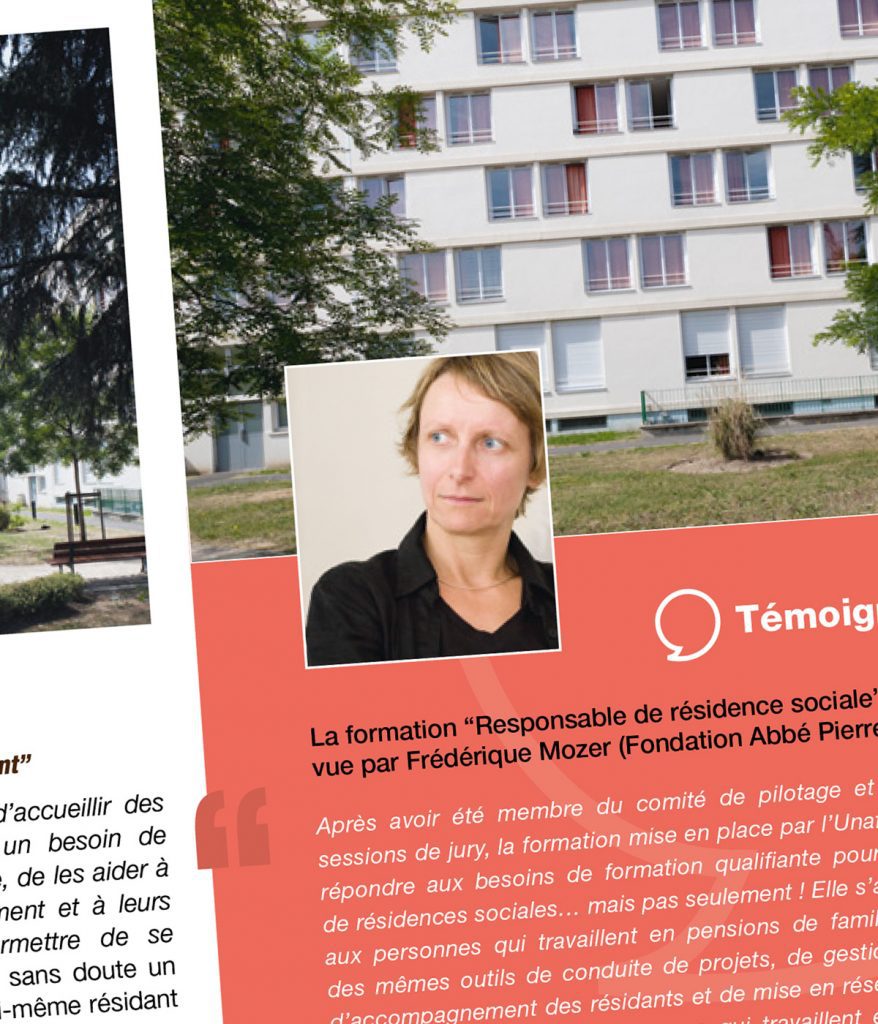 Nouvelle maquette du magazine "Action Habitat" créée pour l'Unafo par Caramel & Paprika - Détail zoomé sur un encadré Témoignage d'une page Métier du numéro 30 (photos © Ljubisa Danilovic)