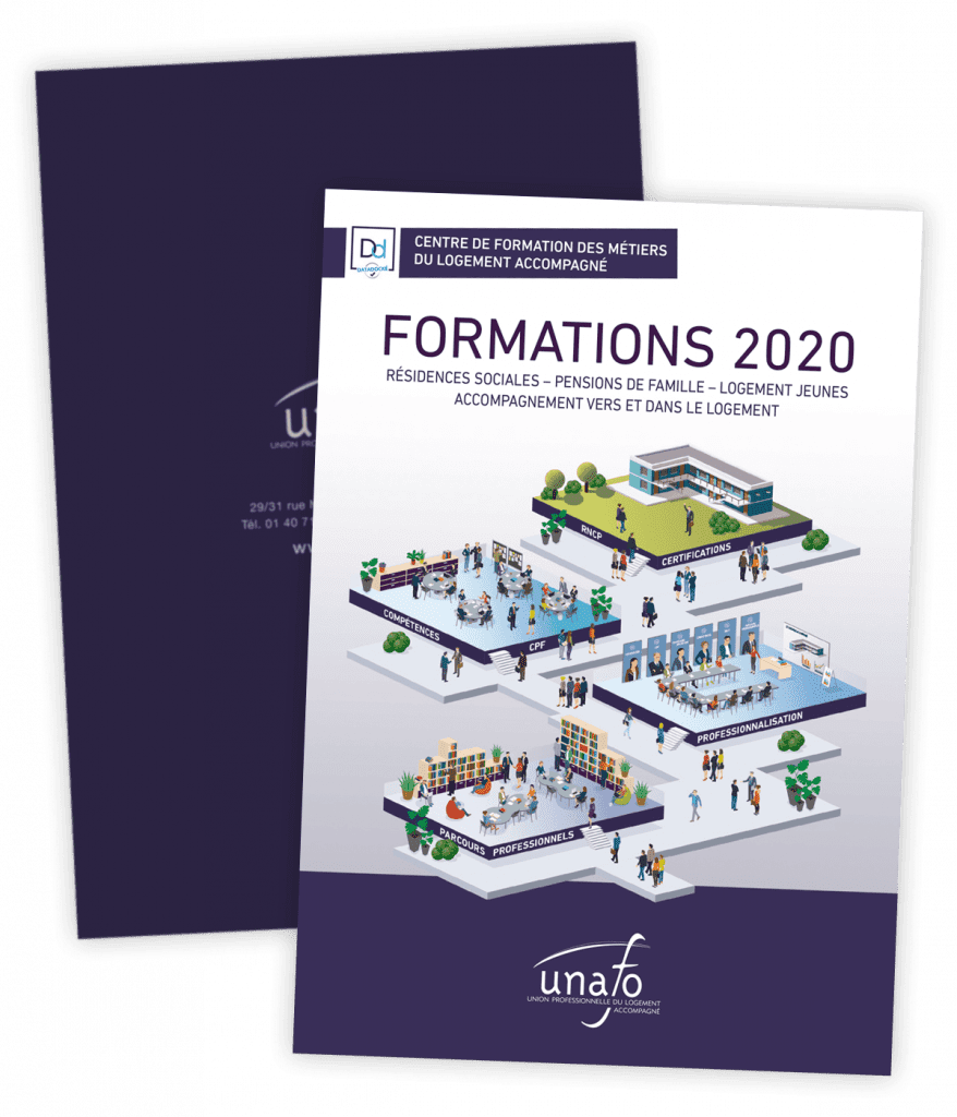Catalogue des formations 2020 créé pour l'Unafo par Caramel & Paprika - Deux doubles pages 2 à 5