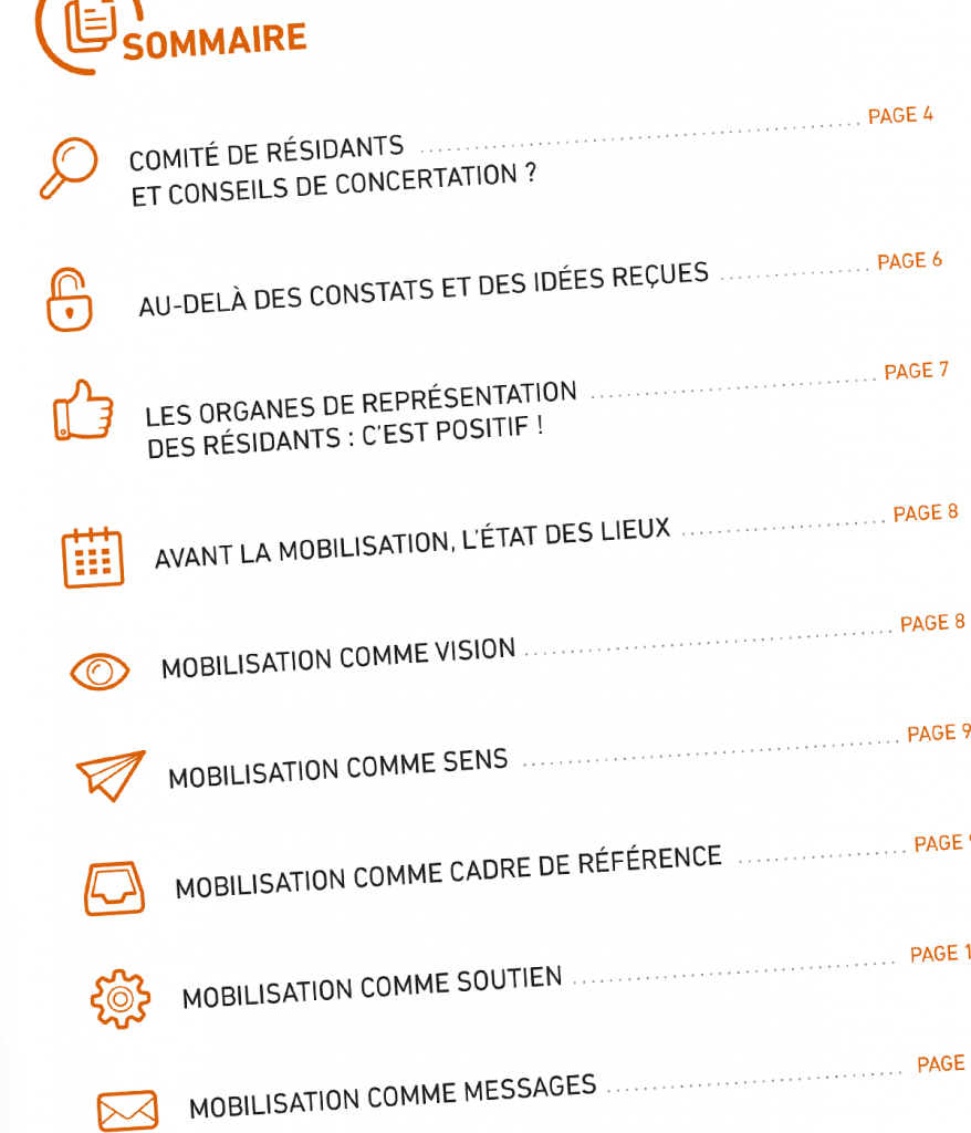 Guide pratique de la concertation créé pour l'Unafo par Caramel & Paprika - Zoom sur le sommaire
