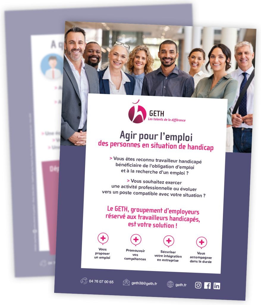Flyer promotionnel destiné aux candidats créé pour le GETH par Caramel & Paprika - Page recto