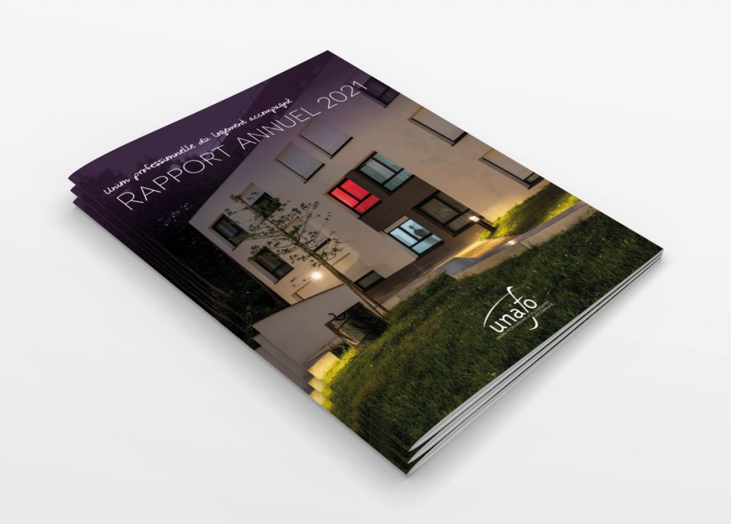 Rapport d'activité 2021 pour l'Unafo par Caramel & Paprika - Première page de couverture (mockup)