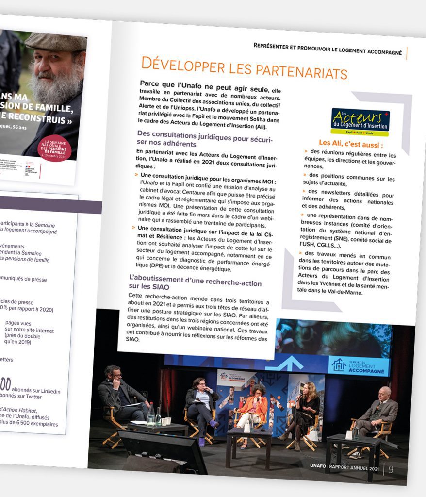 Rapport d'activité 2021 pour l'Unafo par Caramel & Paprika - Zoom sur la page 9