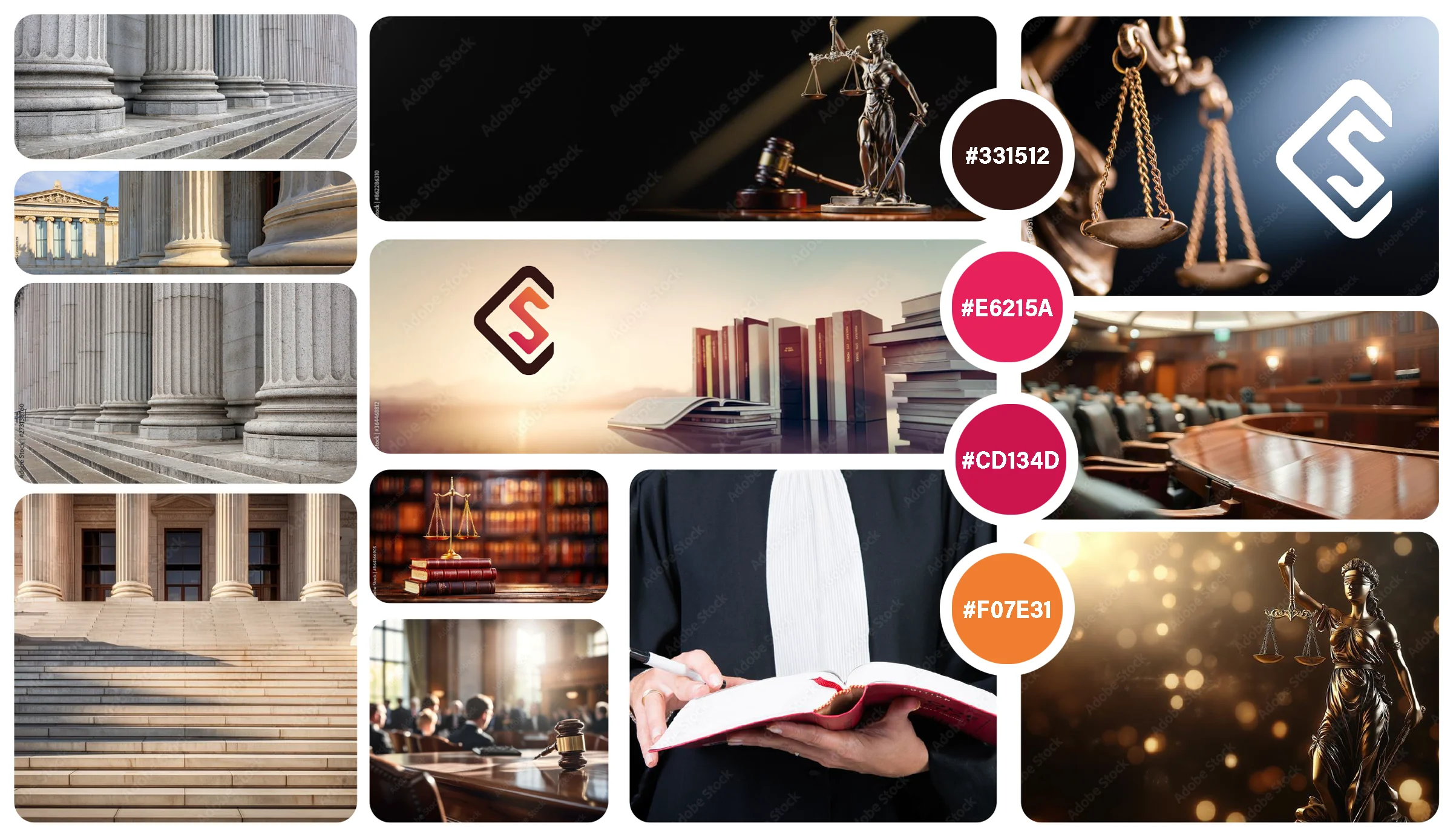 SOFIA CAMERINO - Site web one page - Moodboard Site web one page créé pour Maître Sofia Camerino, avocate, par Caramel & Paprika - Extrait du moodboard réalisé pendant la phase préparatoire de la création.
