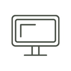 accueil-picto-comweb-fdblanc Icône Communication digitale sur fond transparent, représentant un écran d'ordinateur.