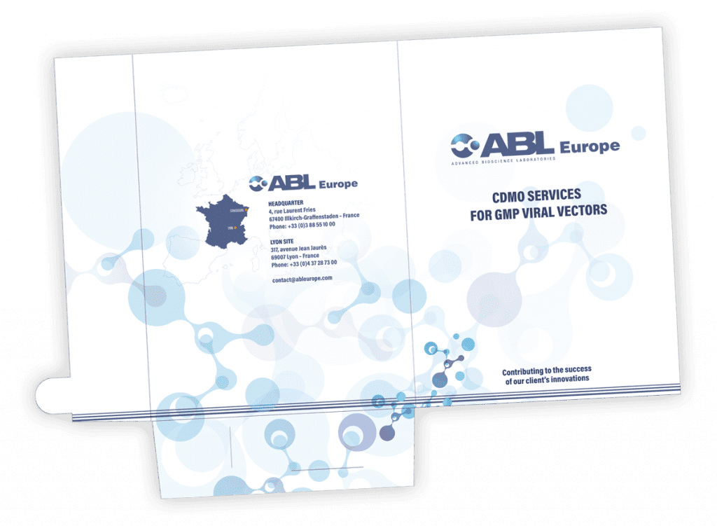 Identité visuelle créée pour ABL Europe par Caramel & Paprika - Pochette à rabats dépliée